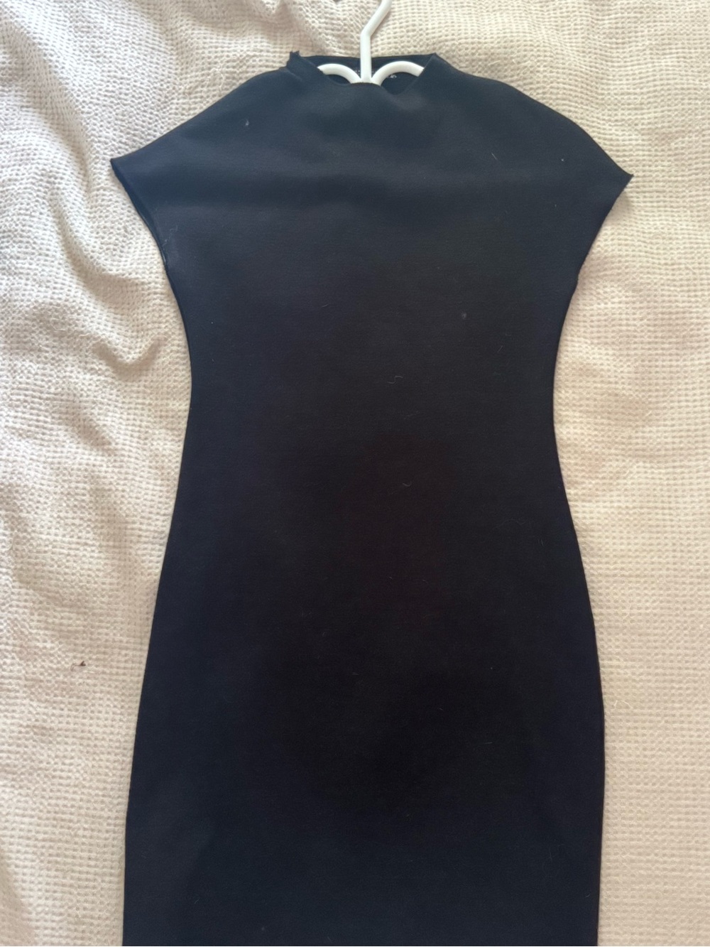 Zara Black Midi Cap-Sleeve Bodycon Dress